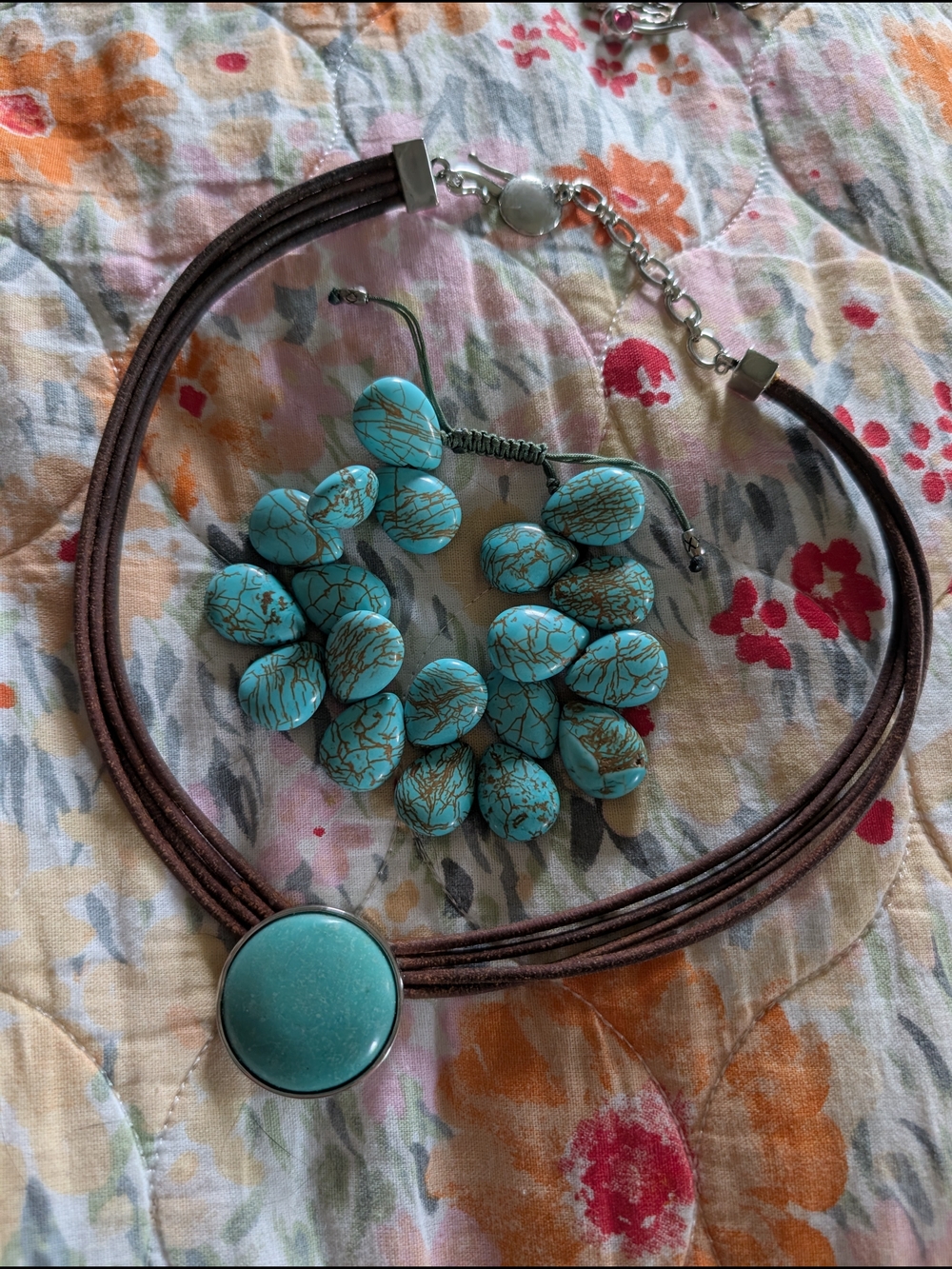 Turquoise Stone Multi-Strand Necklace by